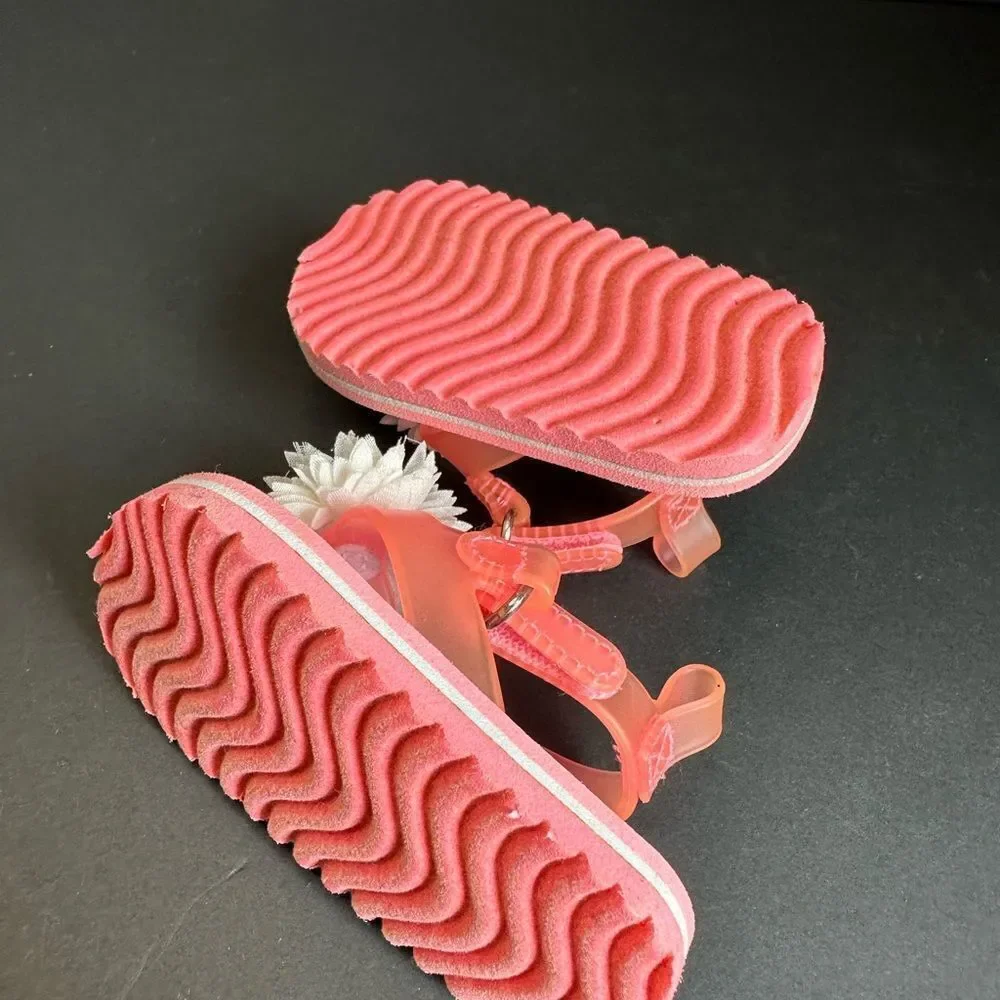Child Of Mine Coral White Flower Baby Sandals Size‎ 0-3 Months